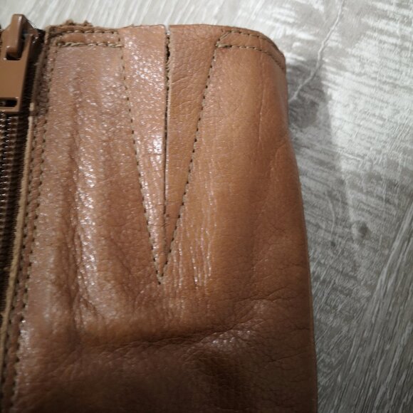 Aldo Ladies Size 7 Brown Knee High Side Zip Lined Faux Leather Wedge Heel Boots - Picture 5 of 13